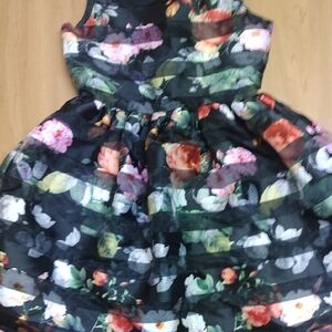 Lavender Moon Black Floral Kids Dress